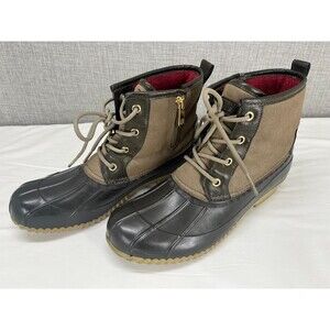 Women's Tommy Hilfiger Size 10 M Duck Boots Shoes Water Rain Rubber Brown Zipper
